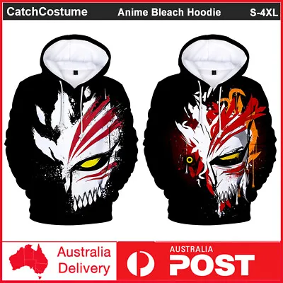 Buy Anime BLEACH Hoodie Jumper Kurosaki Ichigo 3D Printed Hooded Sweatshirt Sweater • 20.62£