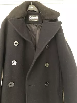 Buy Schott Navy Pea Coat Detachable Collar L/XL • 110£
