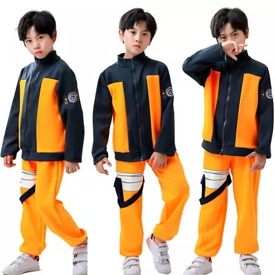 Buy Child Uzumaki Naruto Costume Boy Anime Outfit Kids Cosplay Halloween Clothes • 24.37£