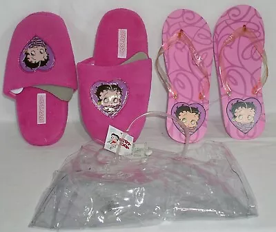Buy Cool Lot Of 2 Pair Womens Betty Boop Pink Slippers Flip Flops Size Large Nwt • 9.72£