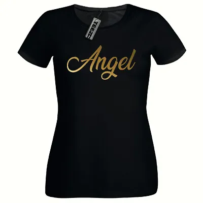 Buy Gold Angel Tshirt, Ladies Fitted Tshirt,Gold Slogan Womens T Shirt • 9.99£