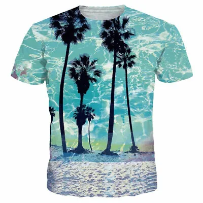 Buy New Women Men Coconut Palm Plant Print 3D T-Shirt Casual Short Sleeve Tops Tee • 9.59£