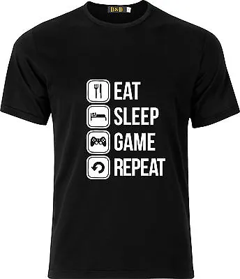 Buy Eat Sleep Game Repeat Funny  100% Cotton  T Shirt • 9.99£