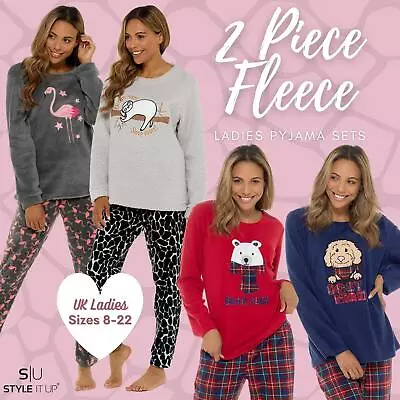 Buy Womens Ladies PJ Set Warm Pyjama Cute Cosy Soft Fleece Nightwear Lounge Wear UK • 23.99£