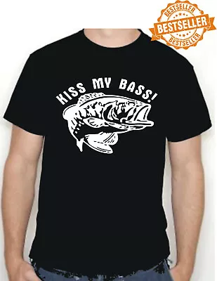 Buy KISS MY BASS T-shirt / Tee / FISHING / COURSE / CARP / PIKE / ROD / XMAS / S-XXL • 11.99£