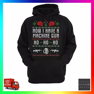 Buy Now I Have A Machine Gun Ho Ho Ho Hoodie Hoody Funny Ugly Xmas Quote Cool • 24.99£