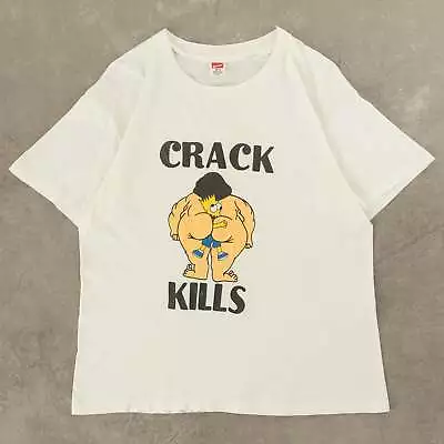 Buy Hanes Vintage 80s Crack Kills Simpsons Graphic T-Shirt M Womens White • 40£