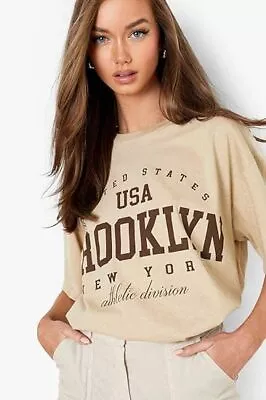 Buy Women's Short Sleeve Slogan T-shirt Ladies Oversized Baggy Fit T Shirt Tee Tops • 7.99£