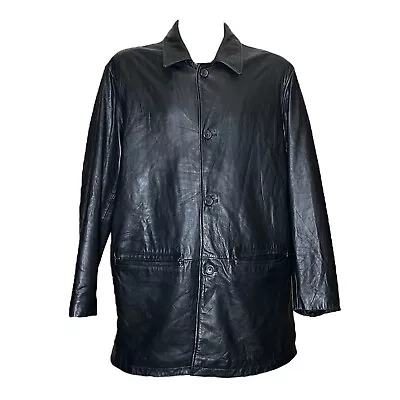 Buy Merona 100% Leather Jacket Mens Size Large Premium Black Coat Matrix Jacket • 35.99£