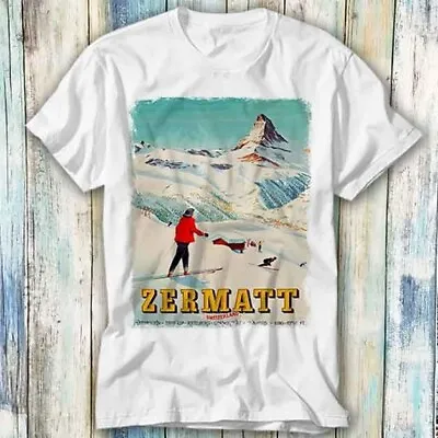 Buy Zermatt Switzerland Vintage Ski Poster T Shirt Meme Gift Top Tee Unisex 1064 • 6.35£