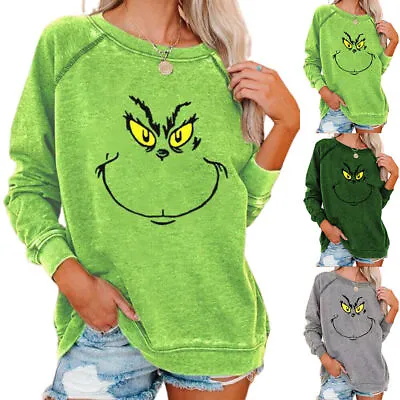Buy Christmas Womens Long Sleeve Grinch's Blouse Sweatshirt Pullover Xmas Jumper Top • 16.59£