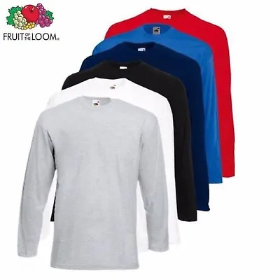 Buy Long Sleeve Fruit Of The Loom Mens TShirt Tshirts Plain Tee Shirt Top Sale Lot • 7.59£