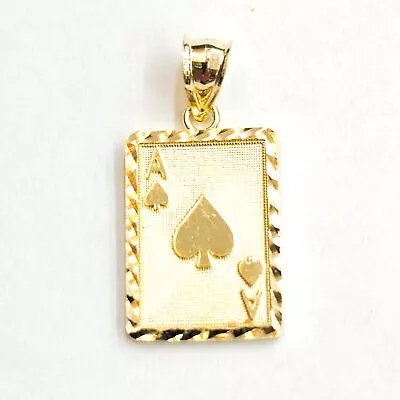 Buy 10k Yellow Gold Ace Of Spade Pendant Playing Card Gambling Fine Jewelry 2.3g • 131.35£