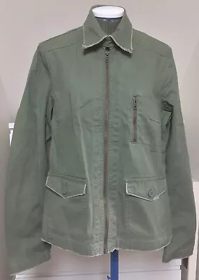 Buy Vintage 1990’s H&M Frayed Detailing Utility Style Khaki Jacket Size 42, UK 12-14 • 8£