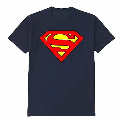 Buy Superman Logo Classic Print Movie Superman Justice League Black & Navy T-shirt • 8.99£