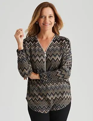 Buy MILLERS - Womens Winter Tops - Beige Tshirt / Tee - Elastane - Geometric Casual • 11.51£