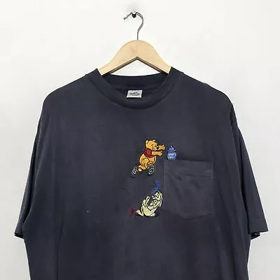 Buy Vintage 90s Navy Winnie The Pooh Disney T Shirt - XL • 10£