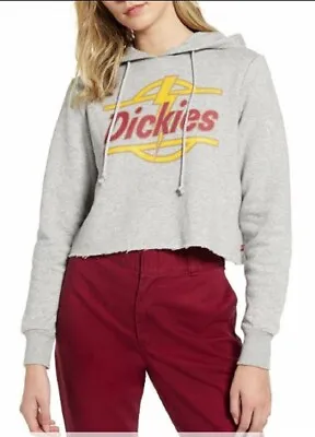 Buy Dickies Sweatshirt Women's Medium 8 10 Gray Graphic Cropped Hoodie Logo Junior's • 14.17£
