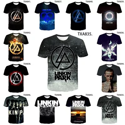 Buy Linkin Park Rock Roll T-Shirt 3D Print Unisex Ladies Short Sleeve Top Summer • 11.39£