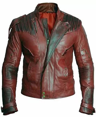 Buy Guardians Of The Galaxy 2 Star Lord Chris Pratt Maroon Real Leather Jackets New • 65.76£