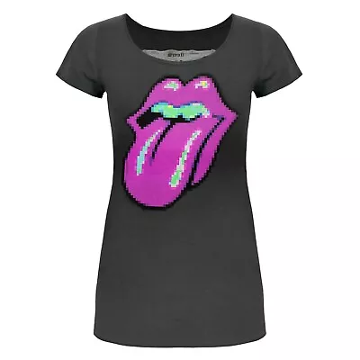 Buy Amplified Womens/Ladies Pixel Lick The Rolling Stones T-Shirt NS5586 • 23.03£