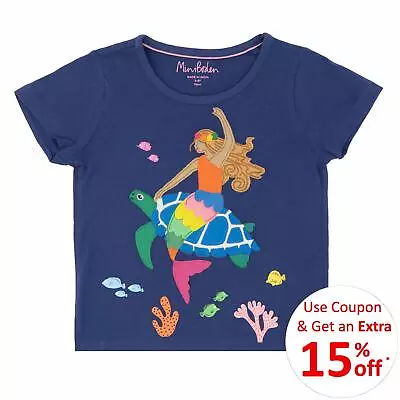 Buy Mini Boden Top Girls Blue Summer Cotton Short Sleeve Kids Holiday Mermaid Gift • 13.99£