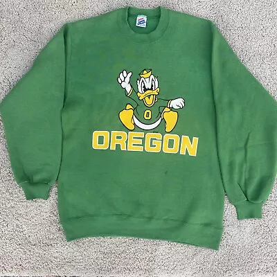 Buy Vintage Oregon Ducks Pullover Sweatshirt XL Green Athletic Disney Donald Duck • 39.95£