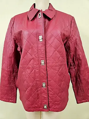 Buy Dialogue Dark Red Leather Long Sleeve Jacket Size M - New • 71.04£