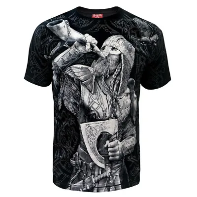 Buy T-Shirt Valhalla Nordic Horn Drakar Viking Warrior Odin Thor Wikinger Vikings • 16.50£