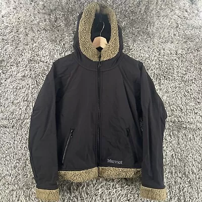 Buy Marmot Davos Jacket Womens Medium Black Faux Fur Soft Shell Full Zip Hooded • 28.34£