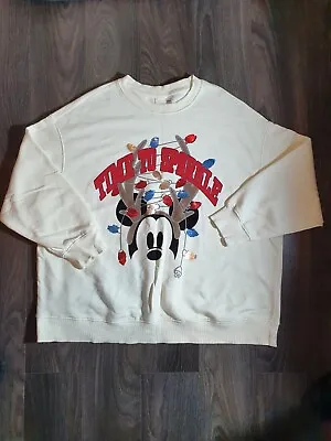 Buy H&M Disney Micky Mouse Christmas Jumper White Size M Excellent Condition • 22.67£