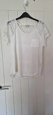 Buy M&S Indigo Collection 16 Short Sleeve Top Lace Back • 0.99£