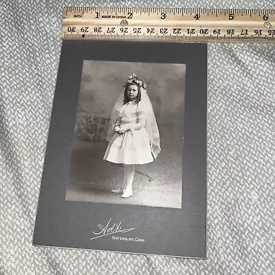 Buy Antique Mounted Photo Portrait By Adt Waterbury CT Innocent Young Girl In Dress • 31.38£