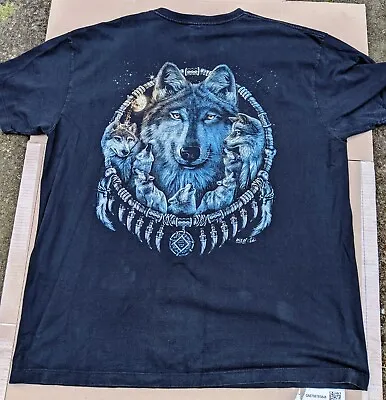 Buy Wild 3XL Black T Shirt With Wolf Pictures On Back And Front. • 8£