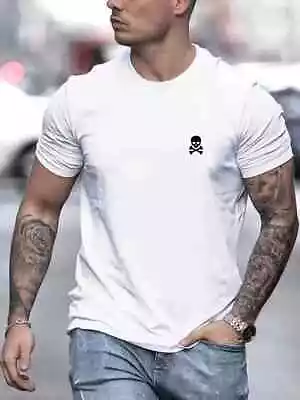 Buy Skull Pattern Classic Fashion Sports T-Shirt, Cotton Short Sleeve Tops T For Men • 9.39£