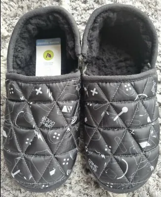 Buy M&S Boys Game Over Slippers Gaming BNWT Size 13 Hard Sole Fleece Lining • 4.50£