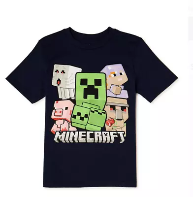 Buy Minecraft Boys Short Sleeve Bobble T-Shirt Tee Sizes 4/5 Or 6/7 Navy NEW NWT • 13.66£