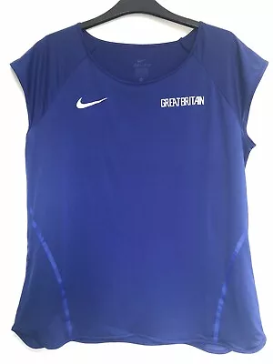 Buy Nike Dri-Fit Great Britain Athletics Team Elite Athlete T-Shirt Blue Size M • 14.99£