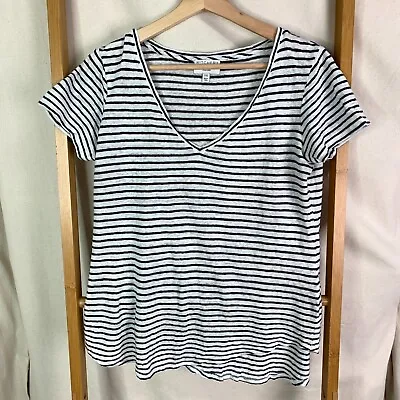 Buy Witchery T-Shirt Womens XXS Black & White Striped Linen Short Sleeve Loose Fit • 10.72£