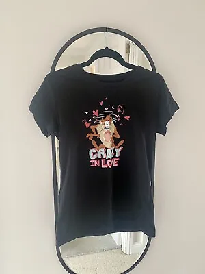 Buy Official Looney Tunes Black Crazy In Love Tasmanian Devil Women's T-Shirt Small • 5£