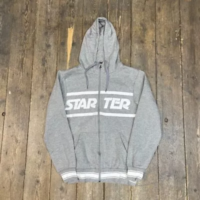 Buy Starter Hoodie Y2K Full Zip Spellout Training Sweatshirt, Grey, Mens Small • 20£