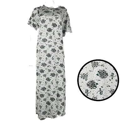 Buy Ladies Nightie Short Sleeve Digital Flowers Long Nightdress Pyjamas Size M-3XL • 12.99£