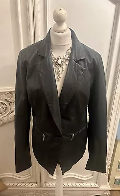 Buy New Look Tall  Black Real Leather Classic Blazer Jacket 14 • 12£