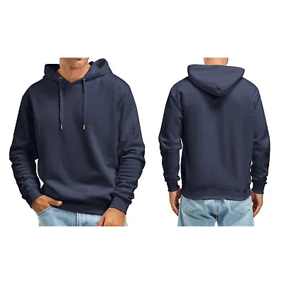 Buy UK Men Drawstring Hooded Sweatshirt Solid Color Long Sleeve Pullover Hoodie Tops • 19.49£
