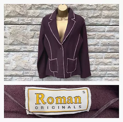 Buy Ladies Roman Originals 100% Wool Purple Short Tweed Jacket Blazer  UK S • 6.99£