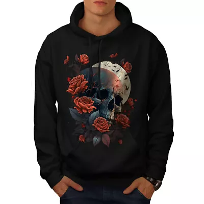 Buy Wellcoda Rose Skull Mens Hoodie, Mexican Gothic Casual Hooded Sweatshirt • 26.99£