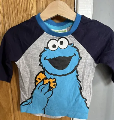Buy Next Baby Boys Sesame Street Cookie Monster Raglan T Shirt Age 3-6 Months • 4£