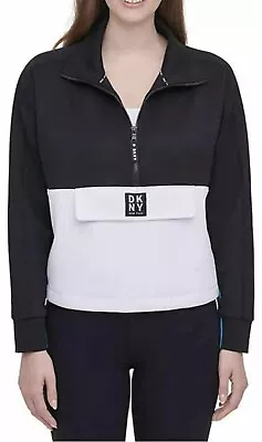 Buy NWT DKNY 1/2 Zip Sport Color Block Pullover Sweatshirt Top Size Large • 15.22£
