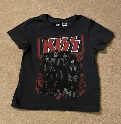 Buy Summer Short Sleeve Kiss Band T-shirt 12 - 18 Months Black Rock H&M • 2.50£