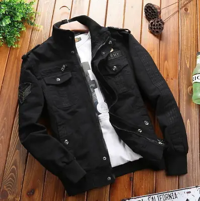 Buy Men's 100% Cotton Spring Military Jackets Collar Jacket Coat Parkas Outwear • 23.99£